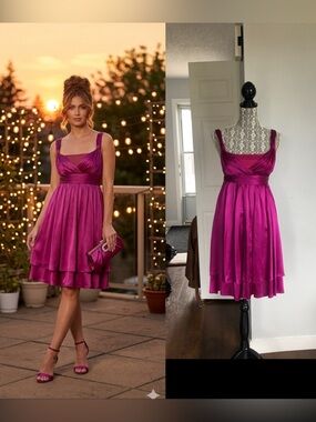 NWT Vintage 100% Silk Empire Waist Babydoll Tie Waist Party Dress. Size 9/10